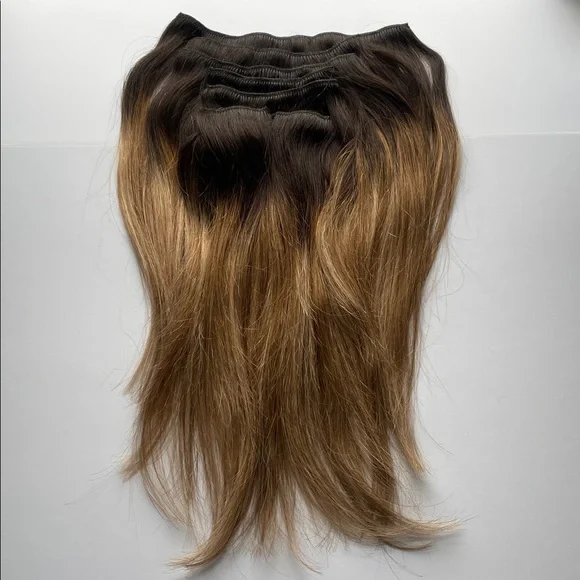 Double Weft Clip in Remy Human Hair Extensions Color #2/6/18 14 Inch 120g 7pcs - Picture 6 of 13